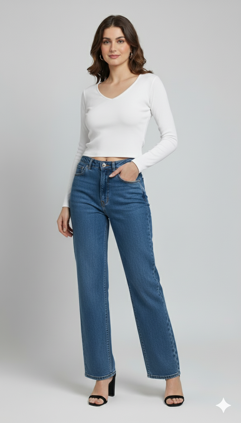 V NECK FULLL SLEEVES WOMEN SOLID TOP