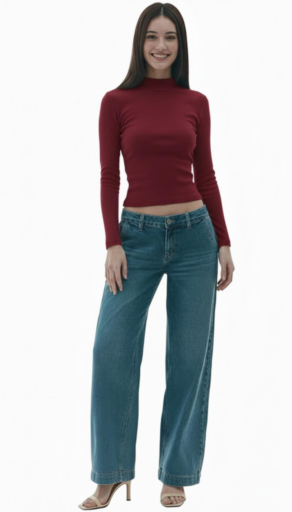 MOCK NECK FULLL SLEEVES WOMEN SOLID TOP