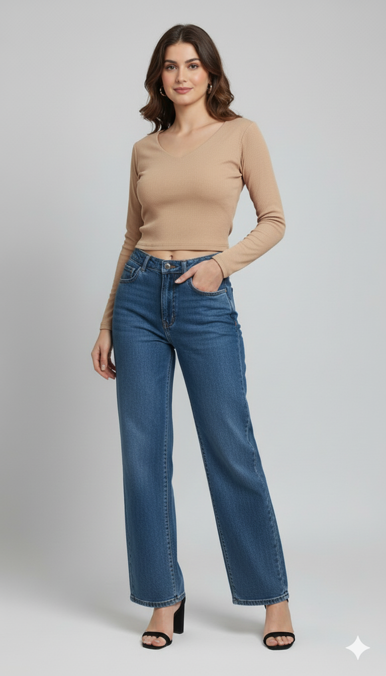 V NECK FULLL SLEEVES WOMEN SOLID TOP