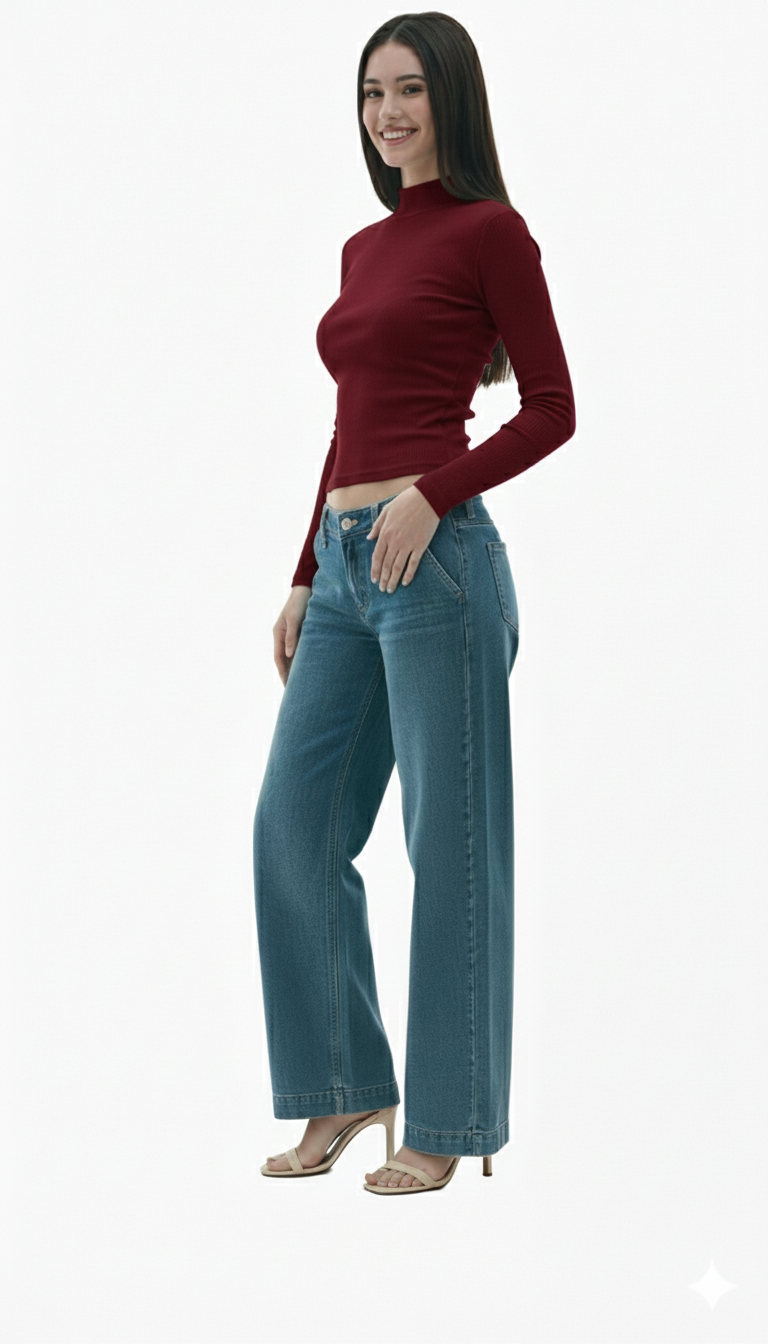 MOCK NECK FULLL SLEEVES WOMEN SOLID TOP