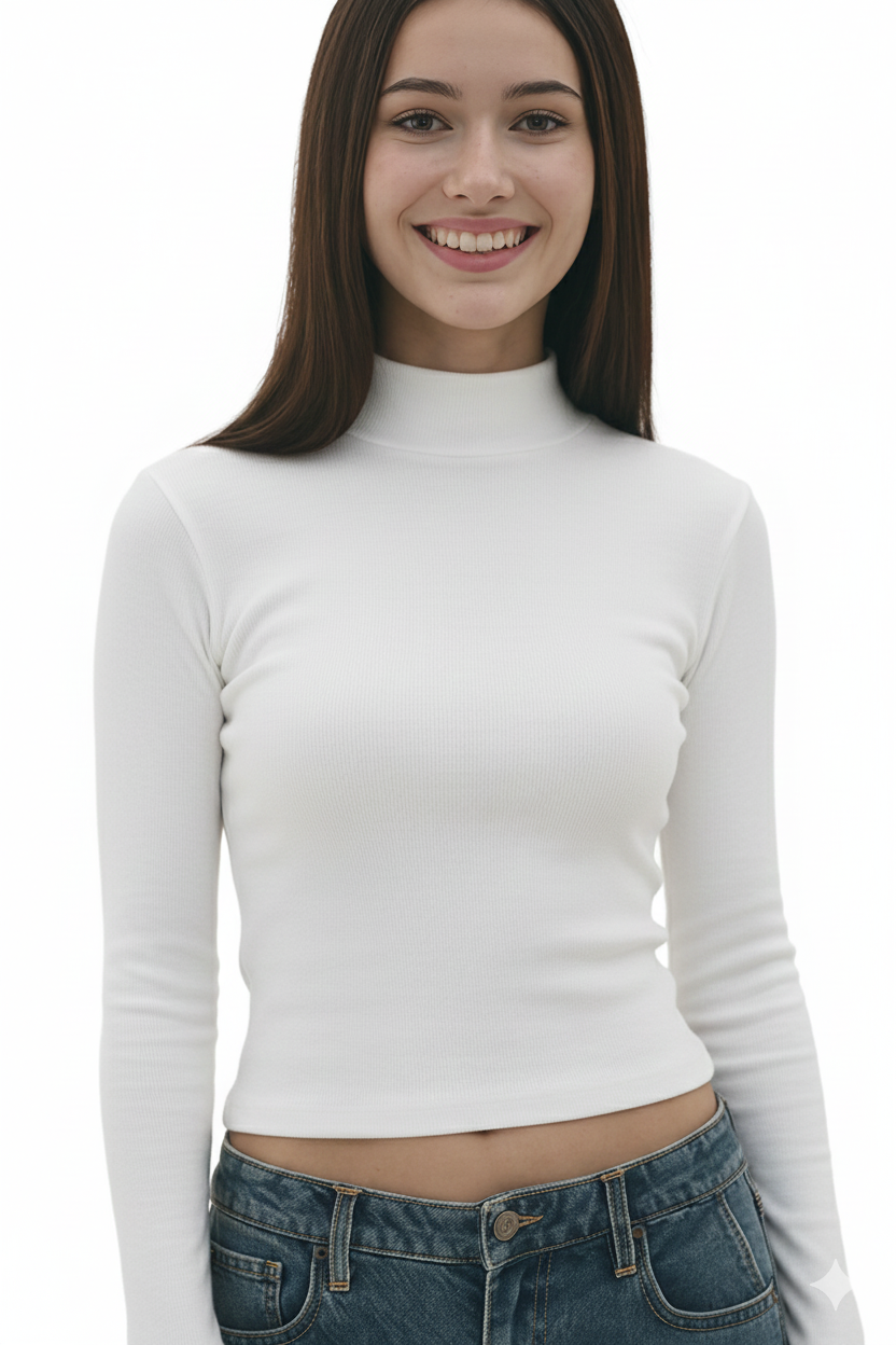 MOCK NECK FULLL SLEEVES WOMEN SOLID TOP