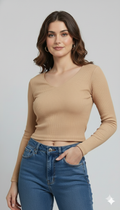 V NECK FULLL SLEEVES WOMEN SOLID TOP