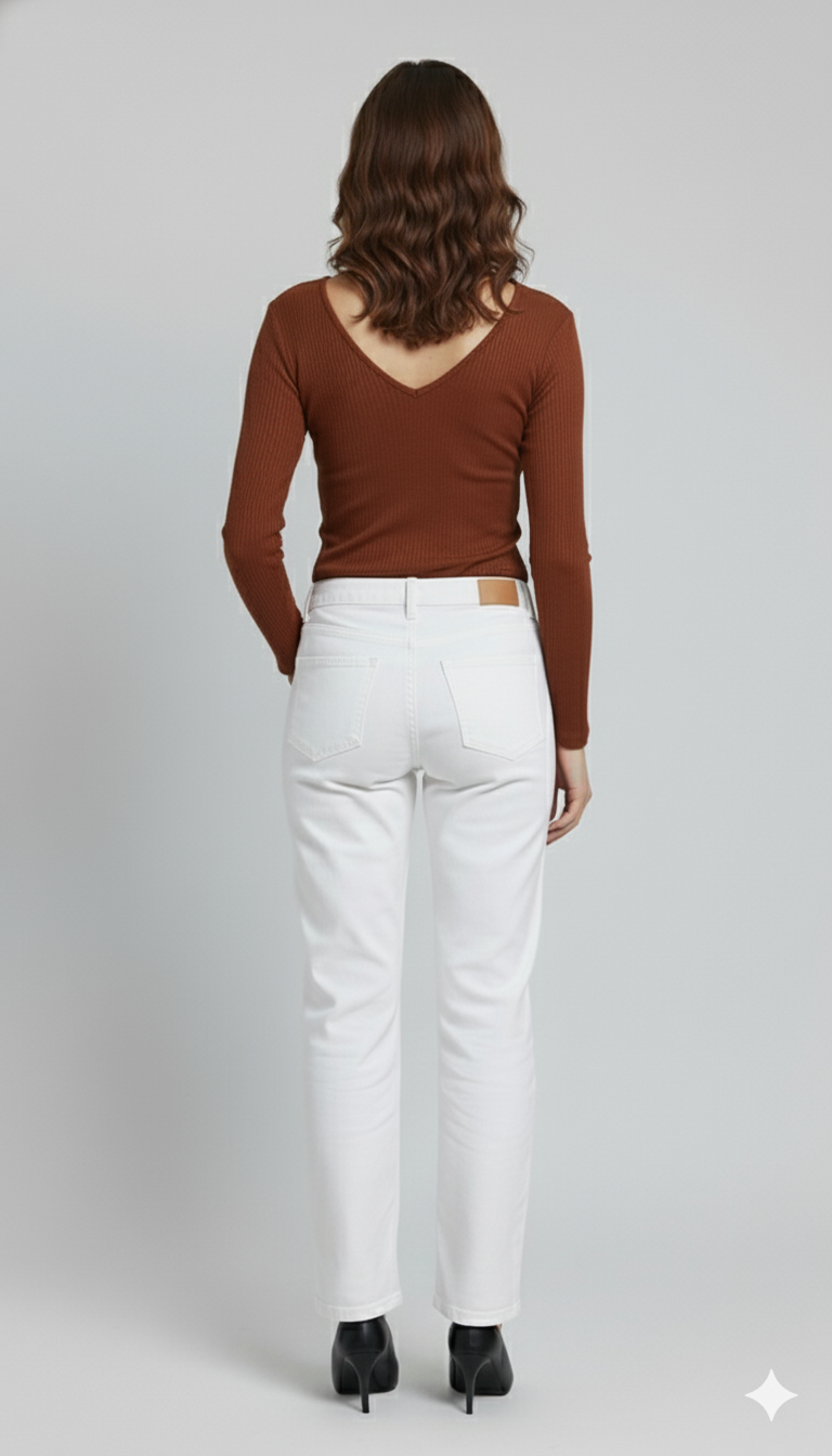 V NECK FULLL SLEEVES WOMEN SOLID TOP