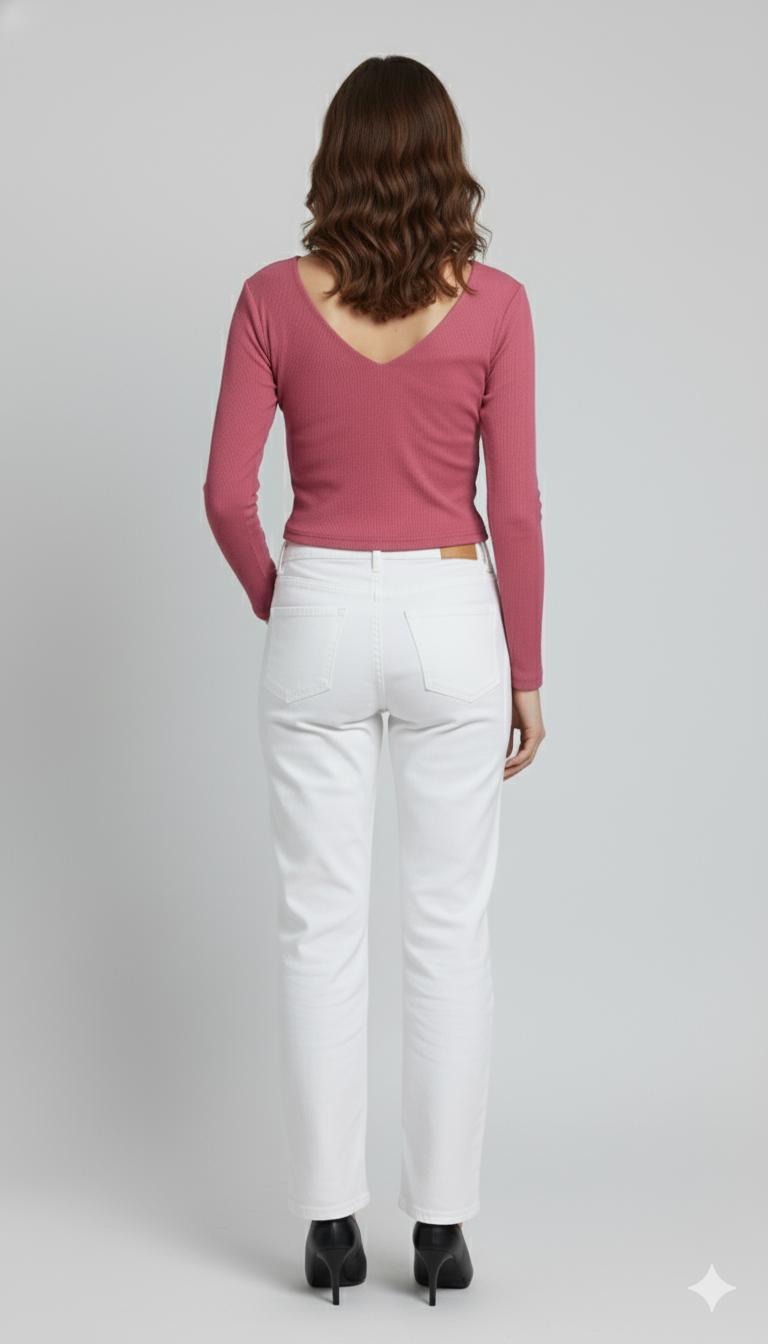 V NECK FULLL SLEEVES WOMEN SOLID TOP