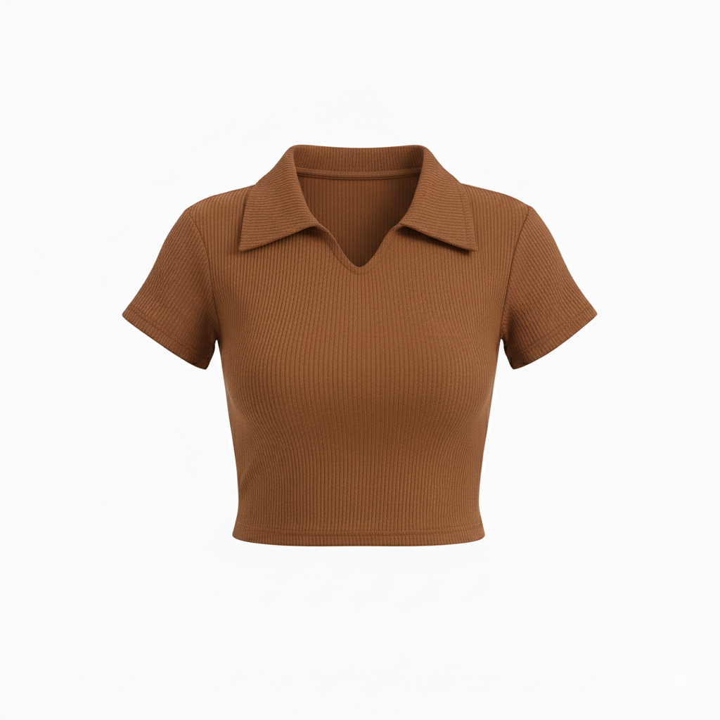 PLAIN COLLAR HALF SLEEVES WOMEN SOLID TOP