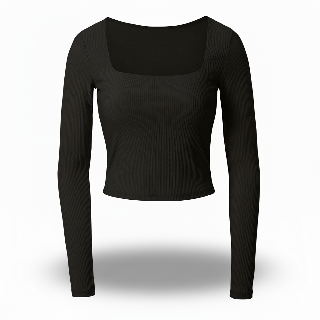 SQUARE NECK FULLL SLEEVES WOMEN SOLID TOP