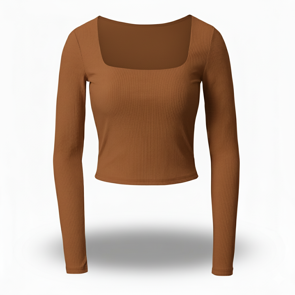 SQUARE NECK FULLL SLEEVES WOMEN SOLID TOP