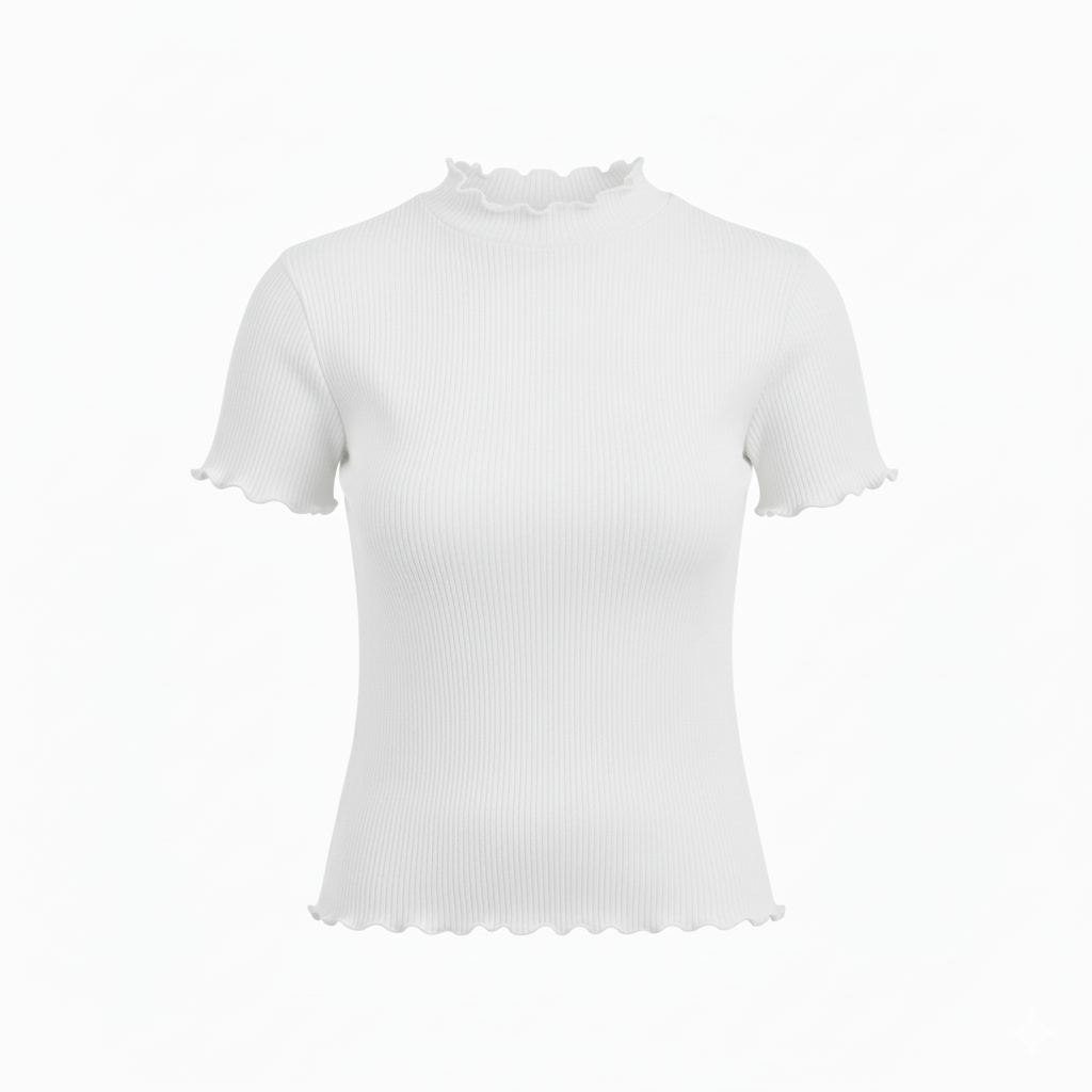 TEXTURED MOCK NECK HALF SLEEVES WOMEN SOLID TOP