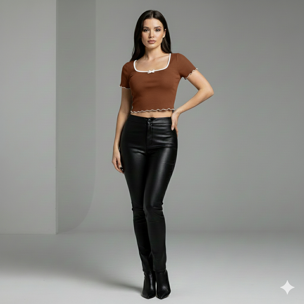 BOW NECK HALF SLEEVES WOMEN TANK TOP