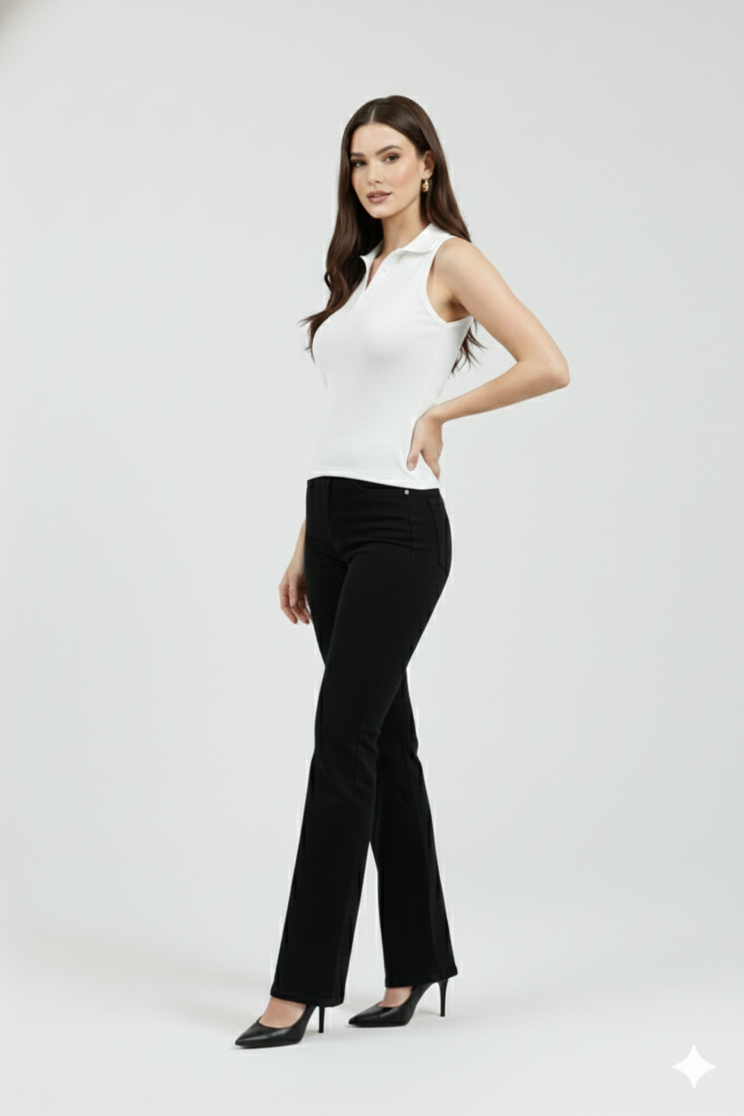 PLAIN COLLAR CUT SLEEVES WOMEN SOLID TOP