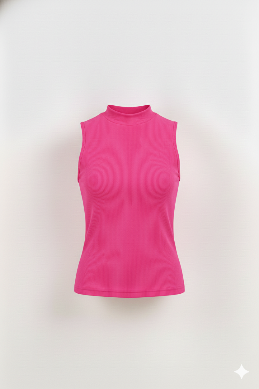 MOCK NECK CUT SLEEVES WOMEN SOLID TOP