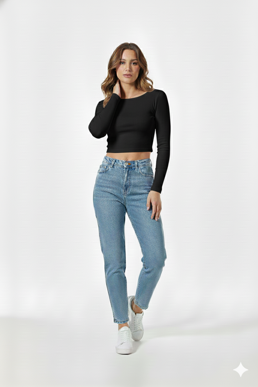 ROUND NECK FULLL SLEEVES WOMEN SOLID TOP