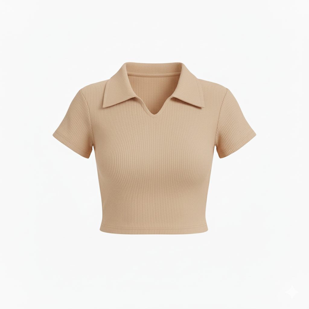 PLAIN COLLAR HALF SLEEVES WOMEN SOLID TOP