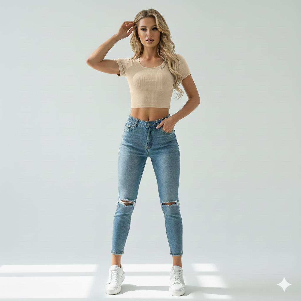 ROUND NECK HALF SLEEVES WOMEN TANK TOP