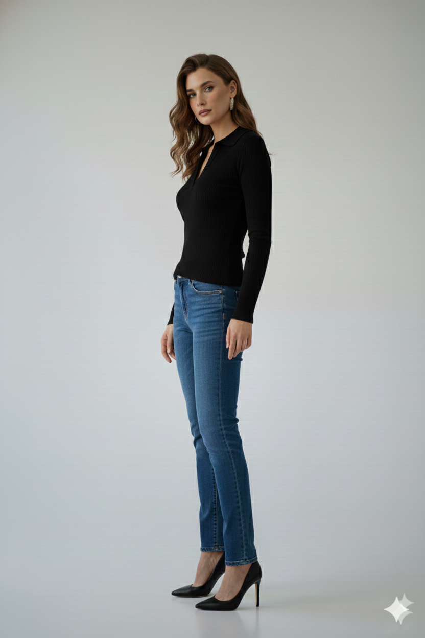 PLAIN COLLAR FULLL SLEEVES WOMEN SOLID TOP