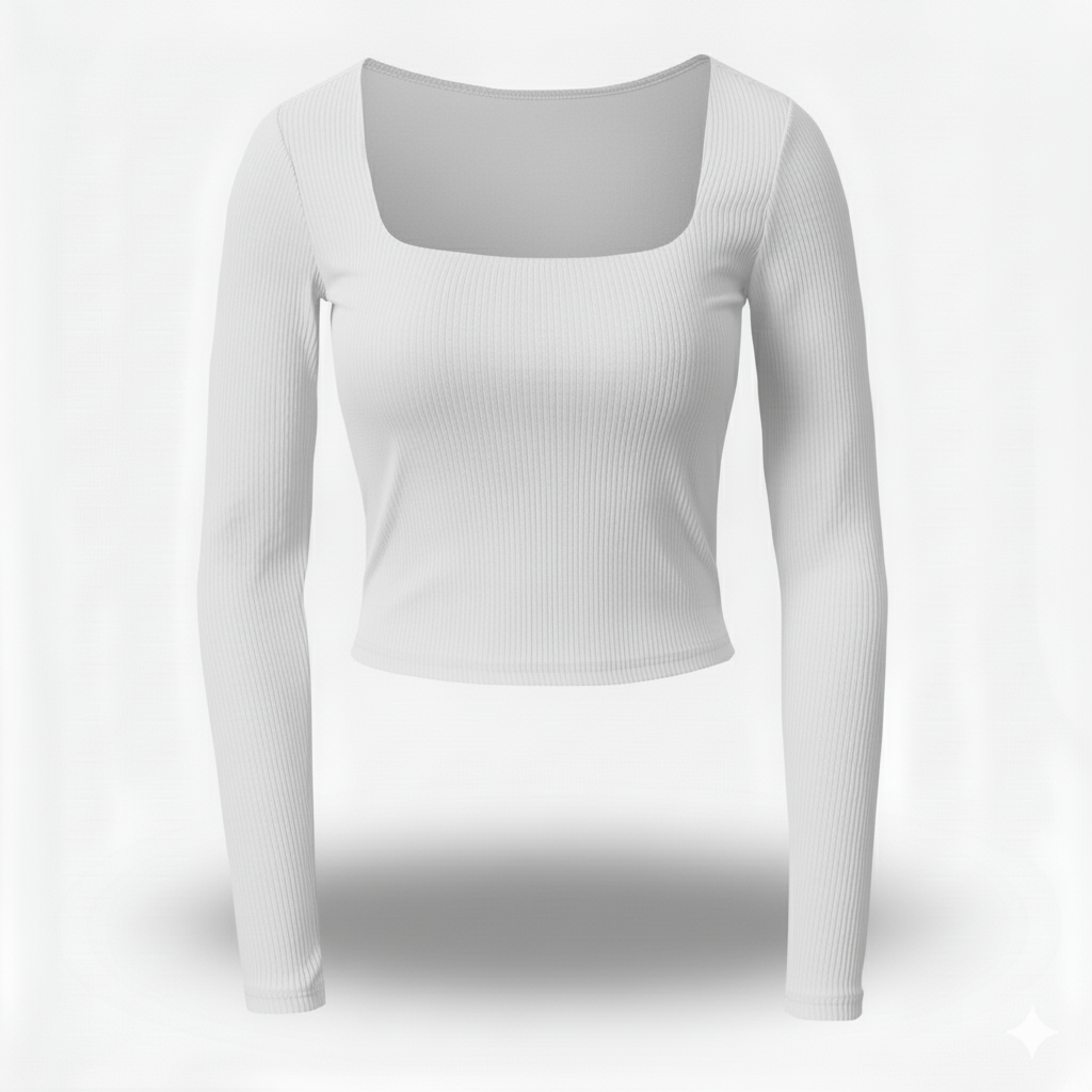 SQUARE NECK FULLL SLEEVES WOMEN SOLID TOP
