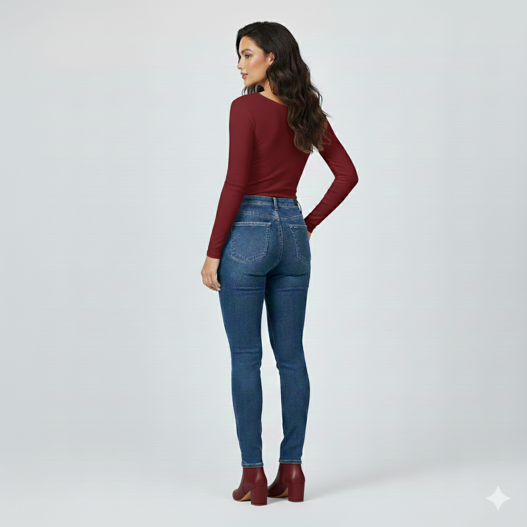 SQUARE NECK FULLL SLEEVES WOMEN SOLID TOP