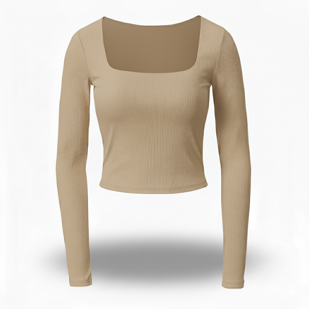 SQUARE NECK FULLL SLEEVES WOMEN SOLID TOP