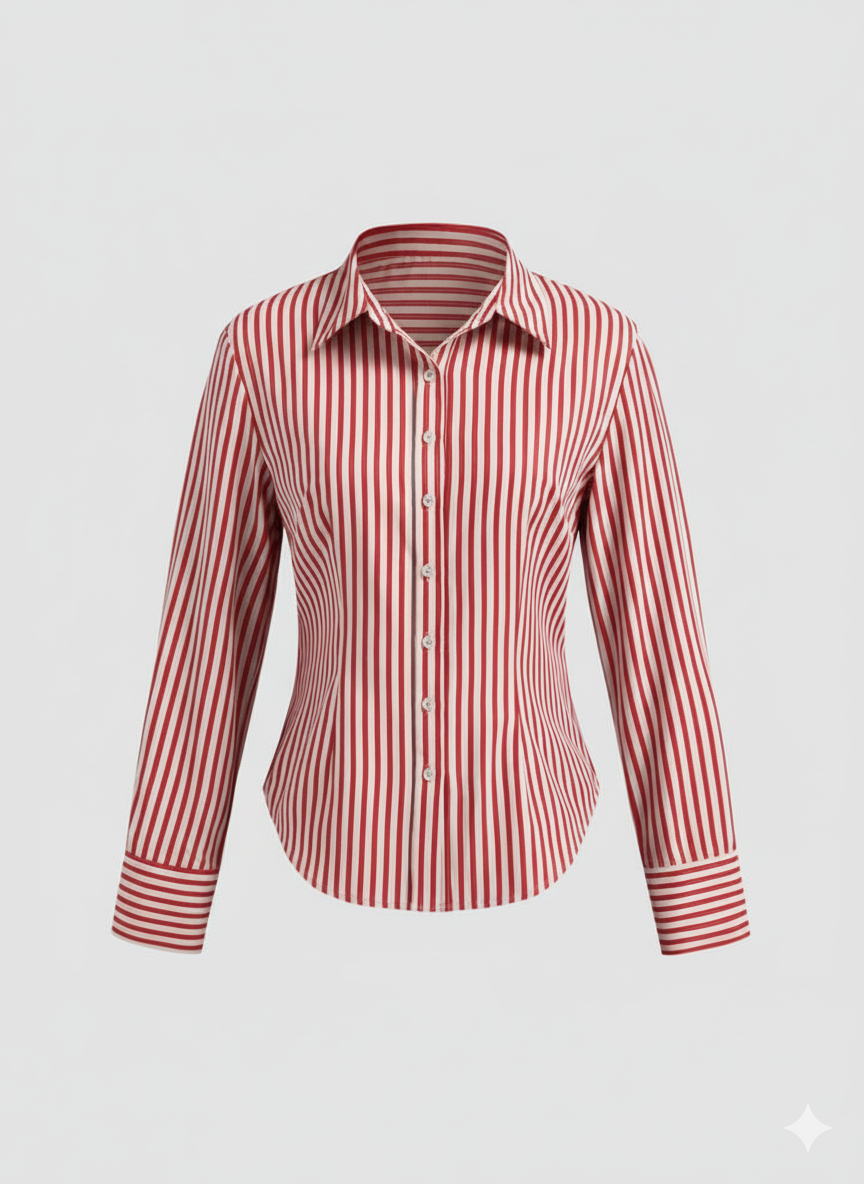 CAMISOLE AND RED AND WHITE STRIPE COTTON SHIRT COMBO
