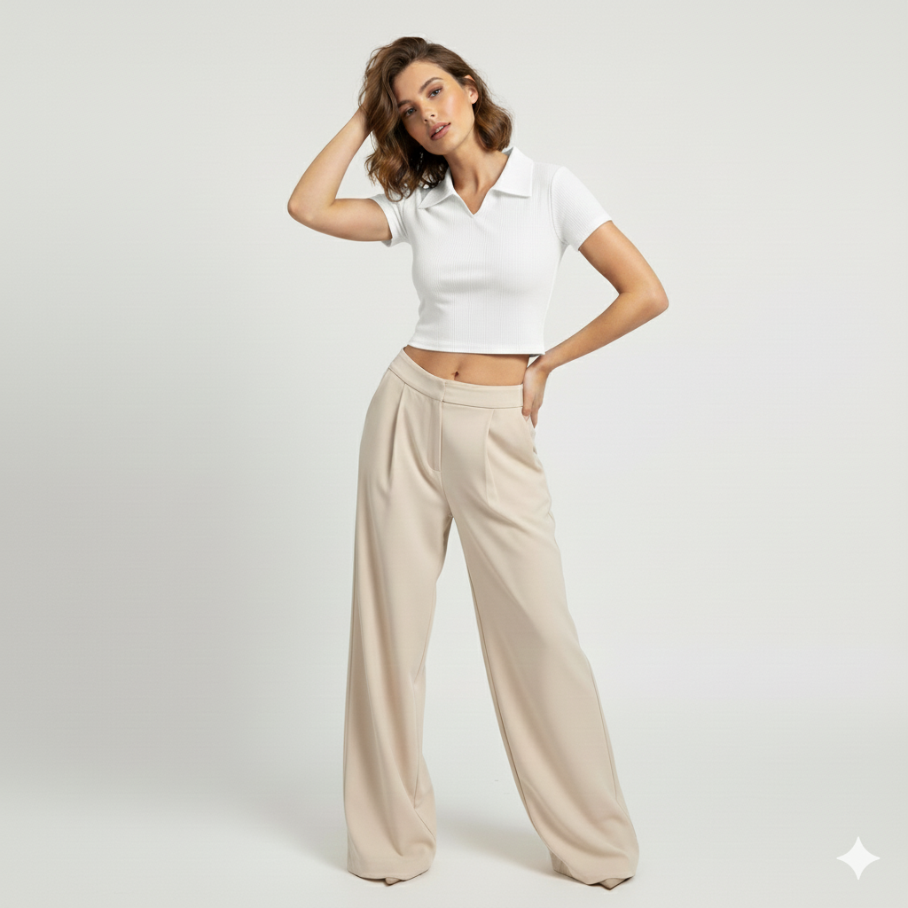 PLAIN COLLAR HALF SLEEVES WOMEN SOLID TOP