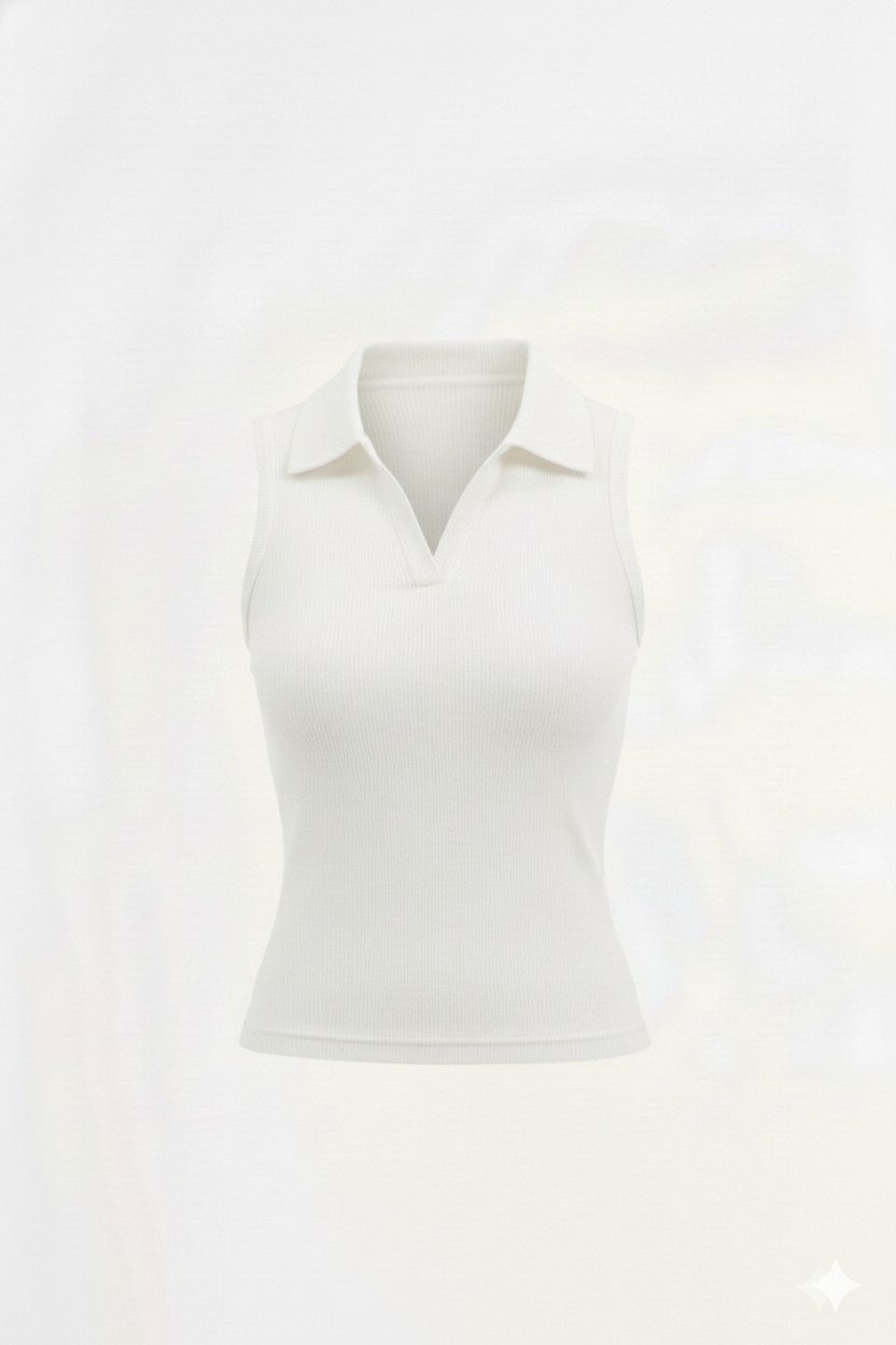 PLAIN COLLAR CUT SLEEVES WOMEN SOLID TOP