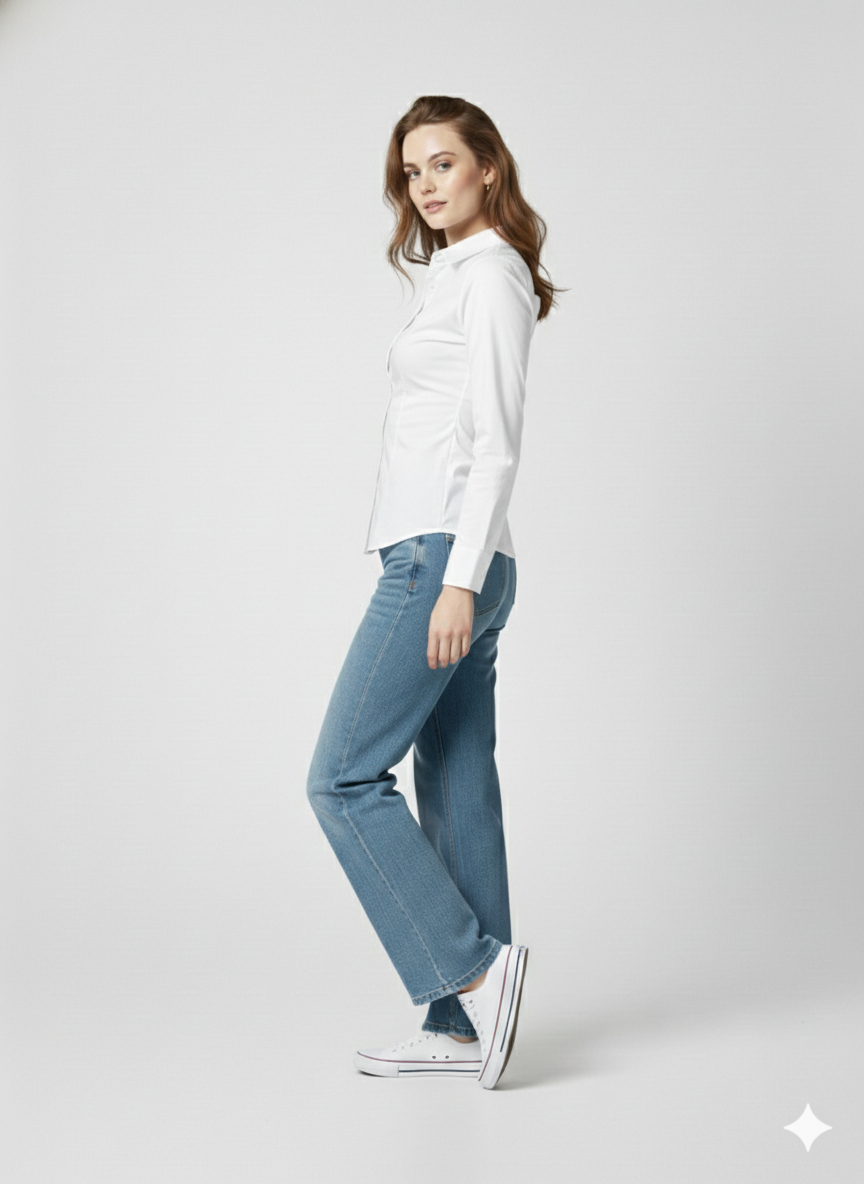COTTON FULL SLEEVES PLAIN WOMEN CROPPED SHIRT