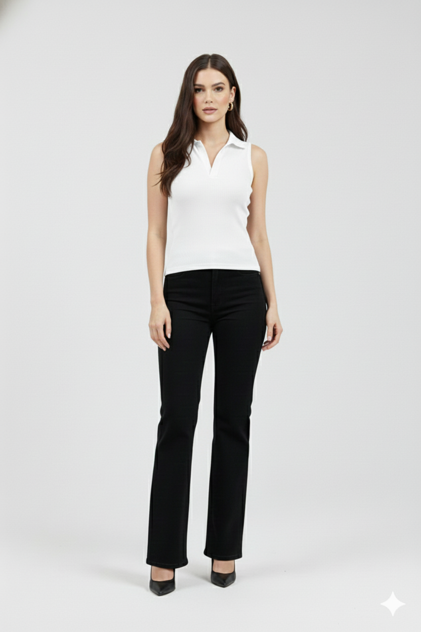 PLAIN COLLAR CUT SLEEVES WOMEN SOLID TOP