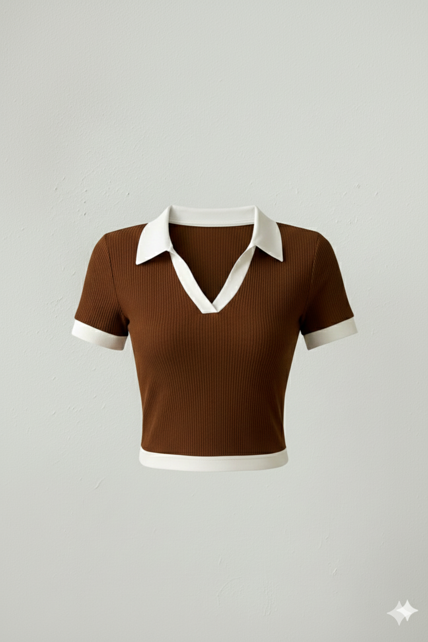 WHITE COLLAR HALF SLEEVES WOMEN SOLID TOP