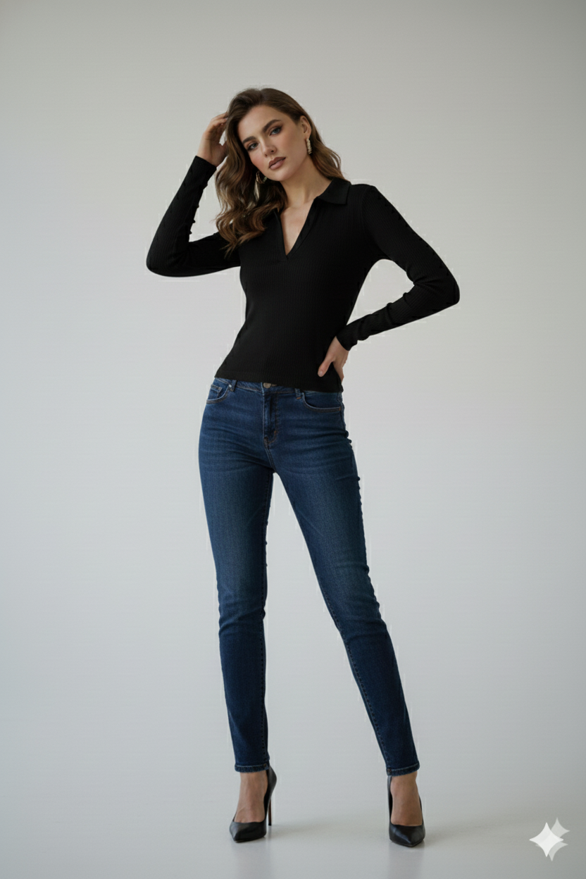 PLAIN COLLAR FULLL SLEEVES WOMEN SOLID TOP