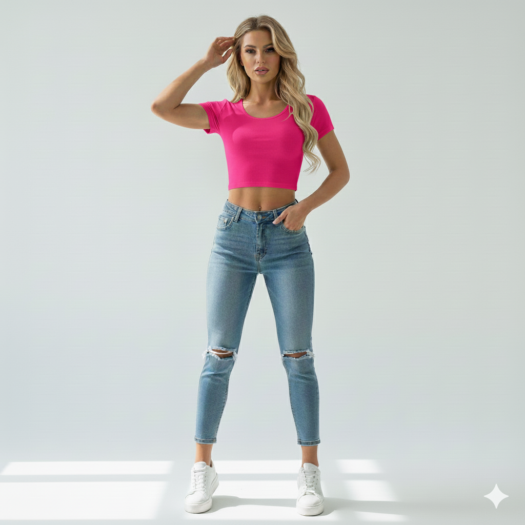 ROUND NECK HALF SLEEVES WOMEN TANK TOP