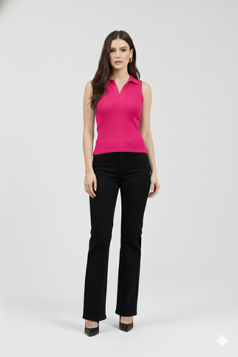 PLAIN COLLAR CUT SLEEVES WOMEN SOLID TOP