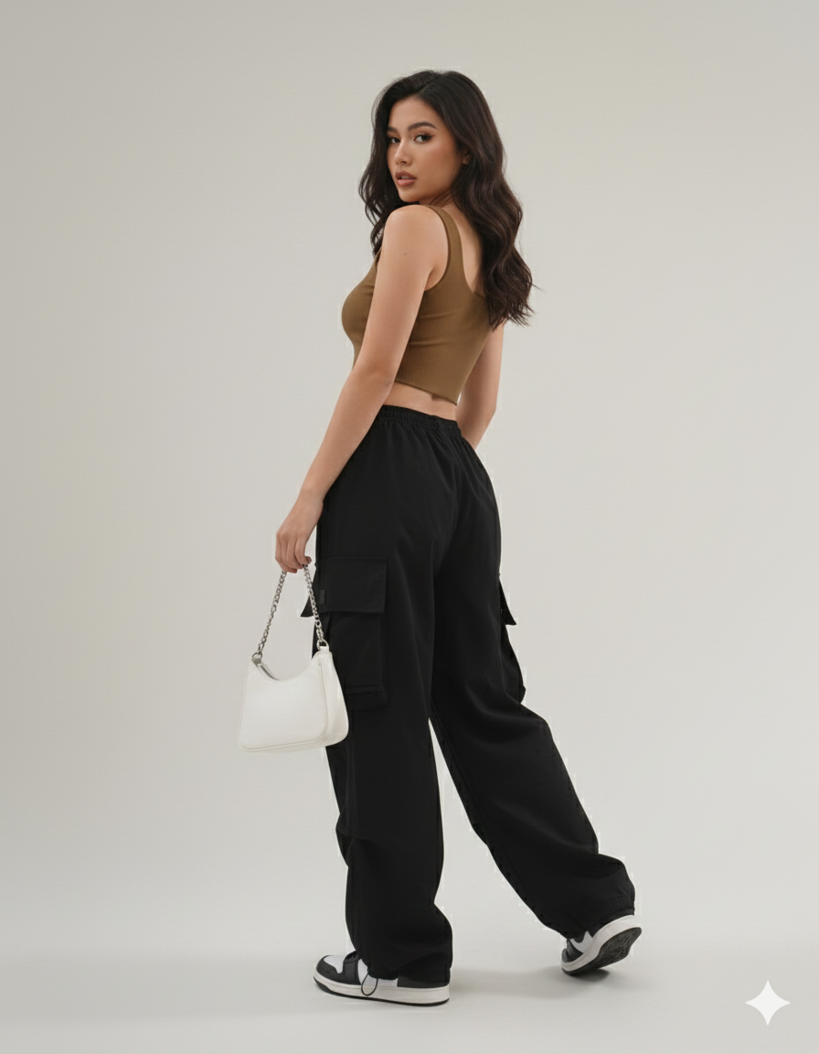 ROUND NECK SLEEVLESS CROPPED TOP WITH JOGGERS