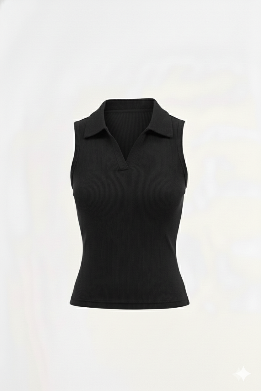 PLAIN COLLAR CUT SLEEVES WOMEN SOLID TOP