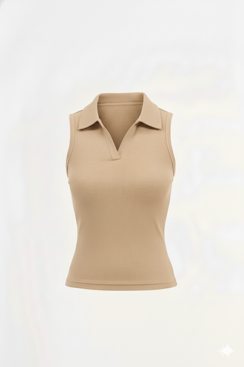 PLAIN COLLAR CUT SLEEVES WOMEN SOLID TOP