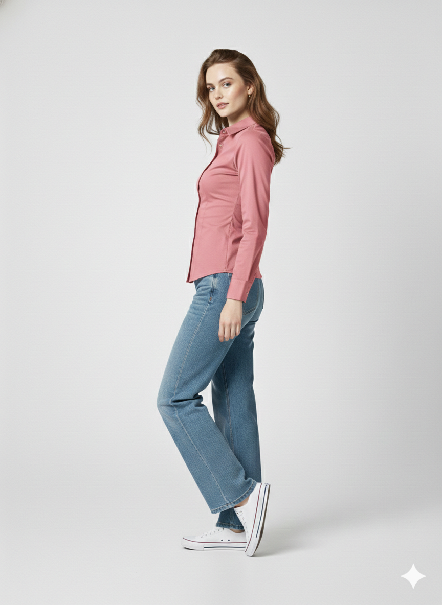 COTTON FULL SLEEVES PLAIN WOMEN CROPPED SHIRT