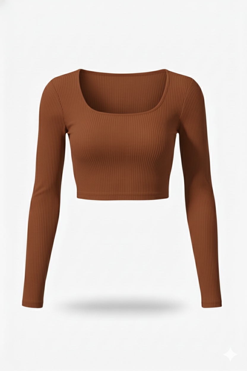 ROUND NECK FULLL SLEEVES WOMEN SOLID TOP