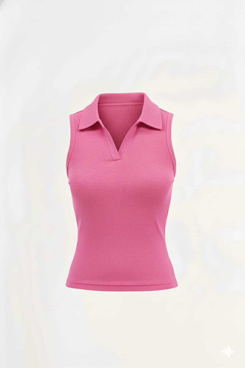 PLAIN COLLAR CUT SLEEVES WOMEN SOLID TOP