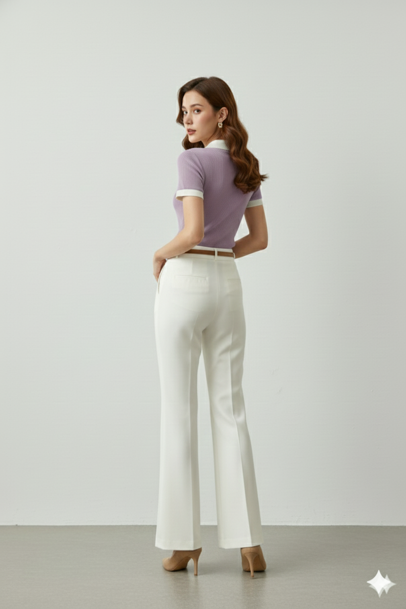 WHITE COLLAR HALF SLEEVES WOMEN SOLID TOP