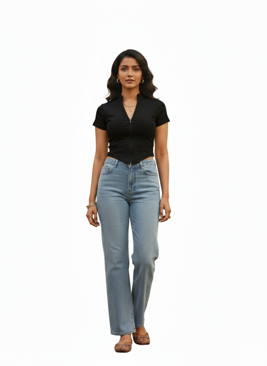 ZIP COORSET WOMEN SOLID TOP