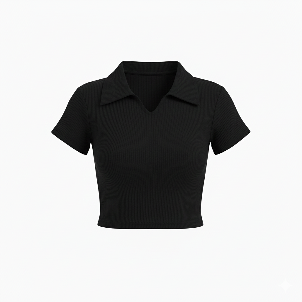 PLAIN COLLAR HALF SLEEVES WOMEN SOLID TOP