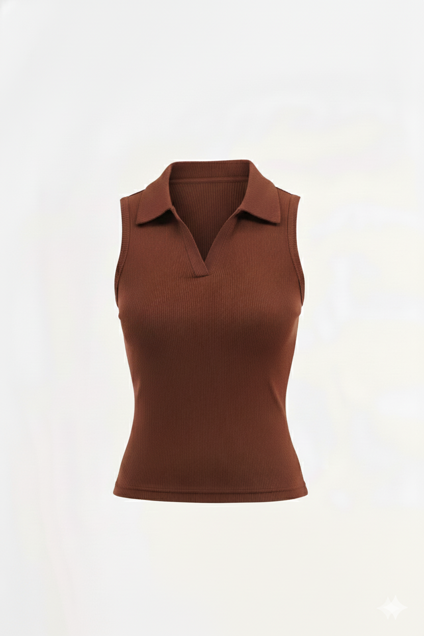 PLAIN COLLAR CUT SLEEVES WOMEN SOLID TOP