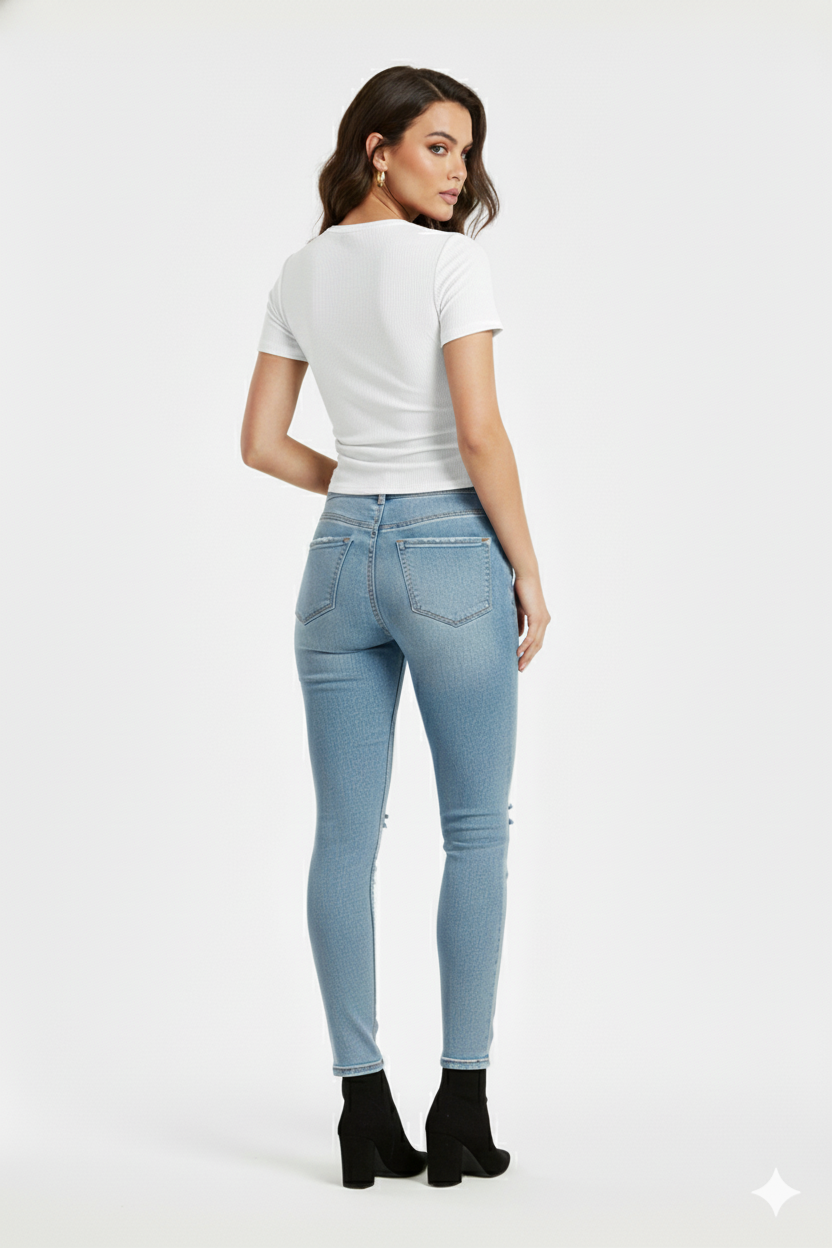 SIDE DRWASTEING ROUND NECK HALF SLEEVES WOMEN TOP