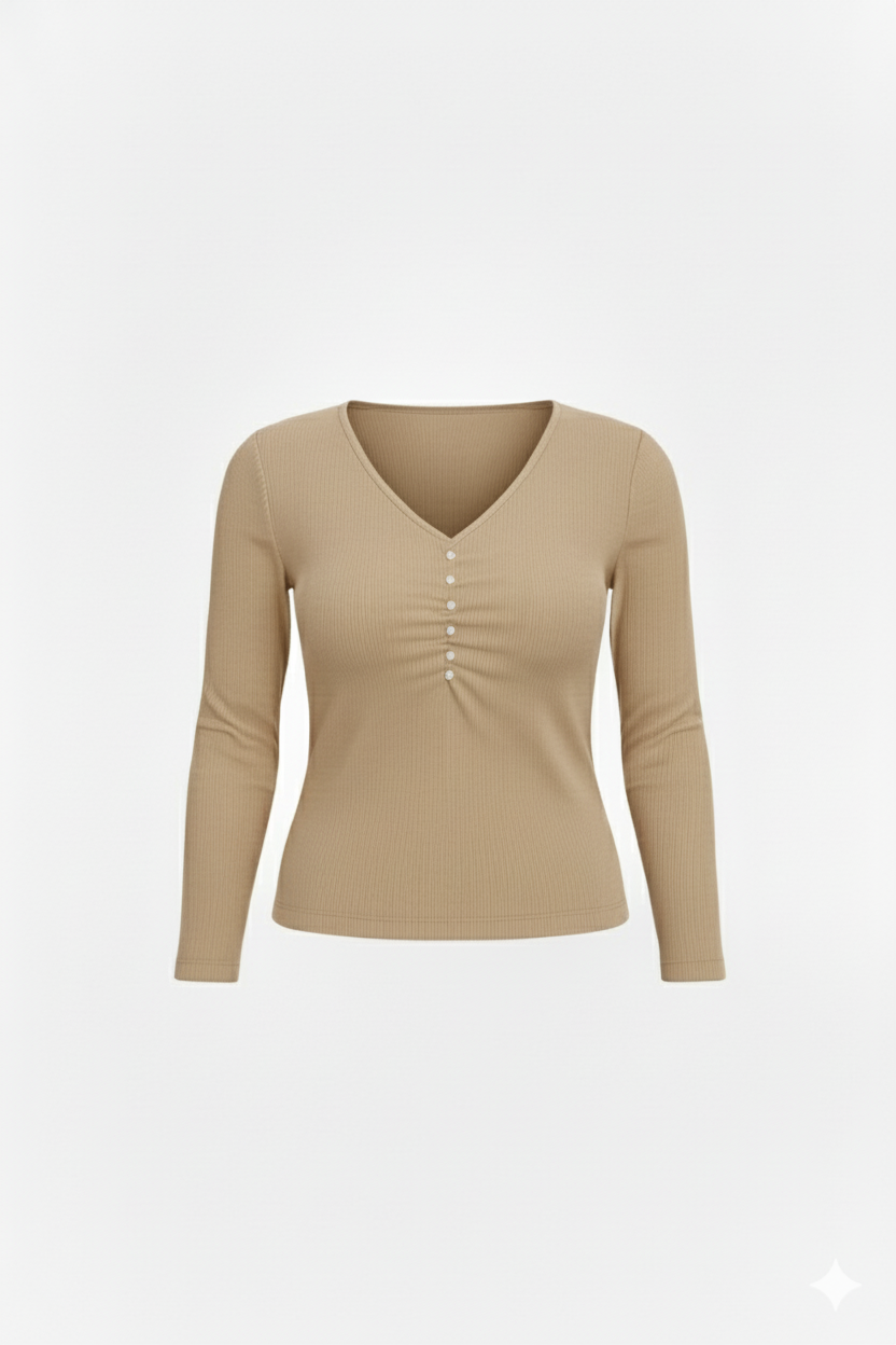 PEARL FULLL SLEEVES WOMEN SOLID TOP