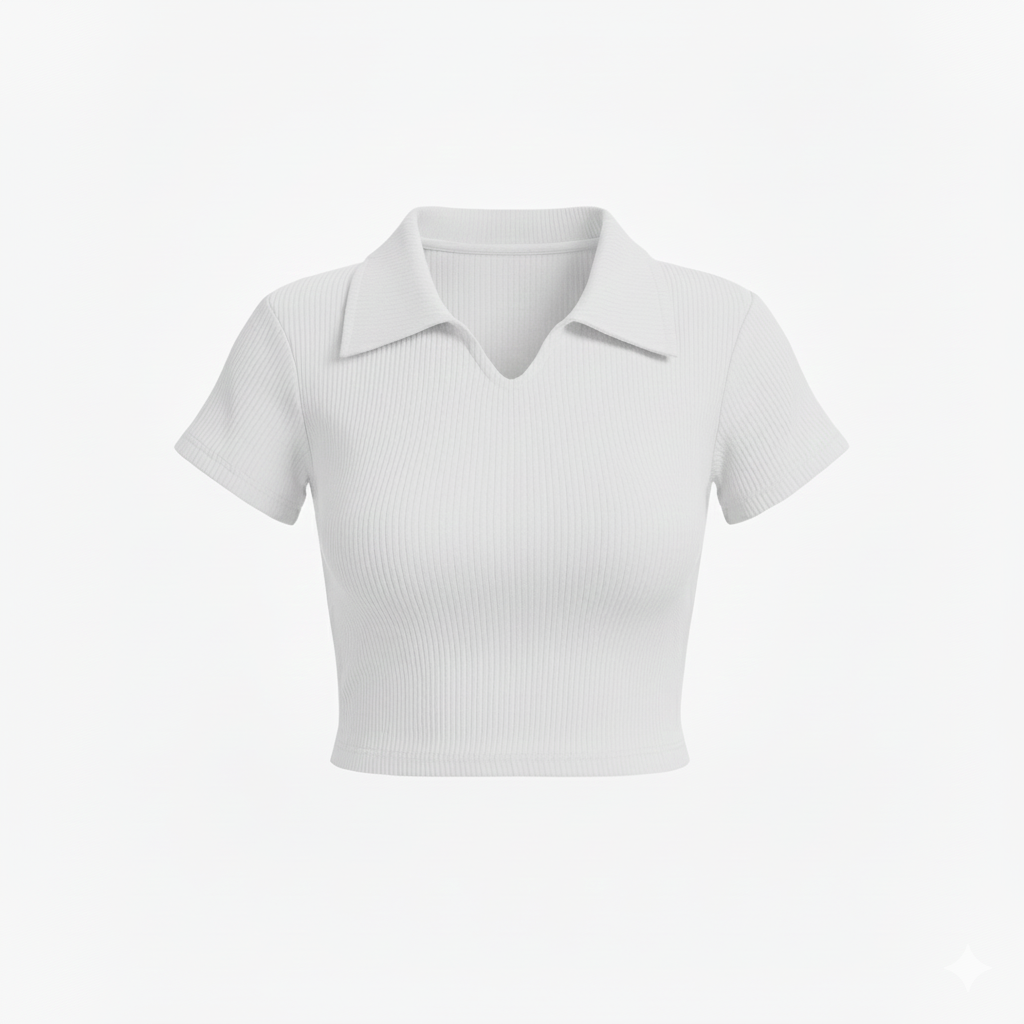 PLAIN COLLAR HALF SLEEVES WOMEN SOLID TOP