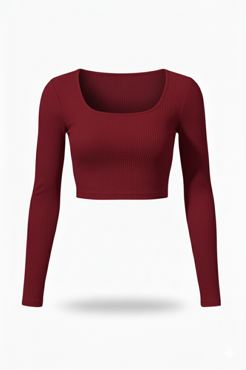 ROUND NECK FULLL SLEEVES WOMEN SOLID TOP